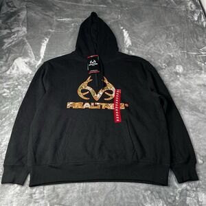 Realtree Black Hoodie XL Camo Logo Sweater New With Tags